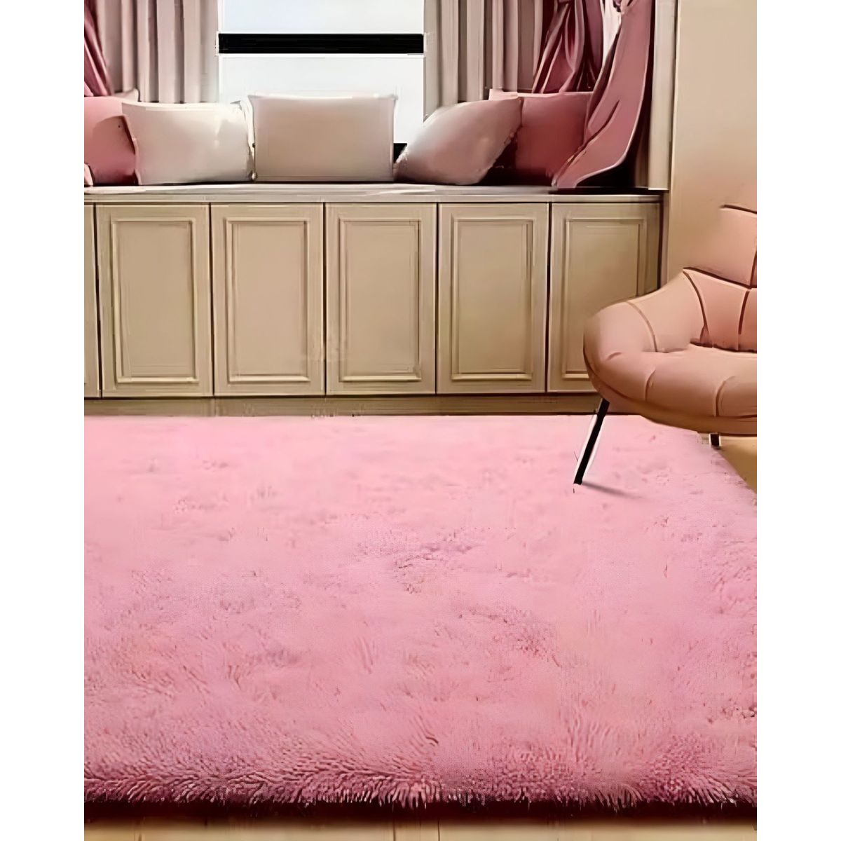 GENERICO - Alfombra peluda Suave 180 x 200 cm Primera Calidad Rosa