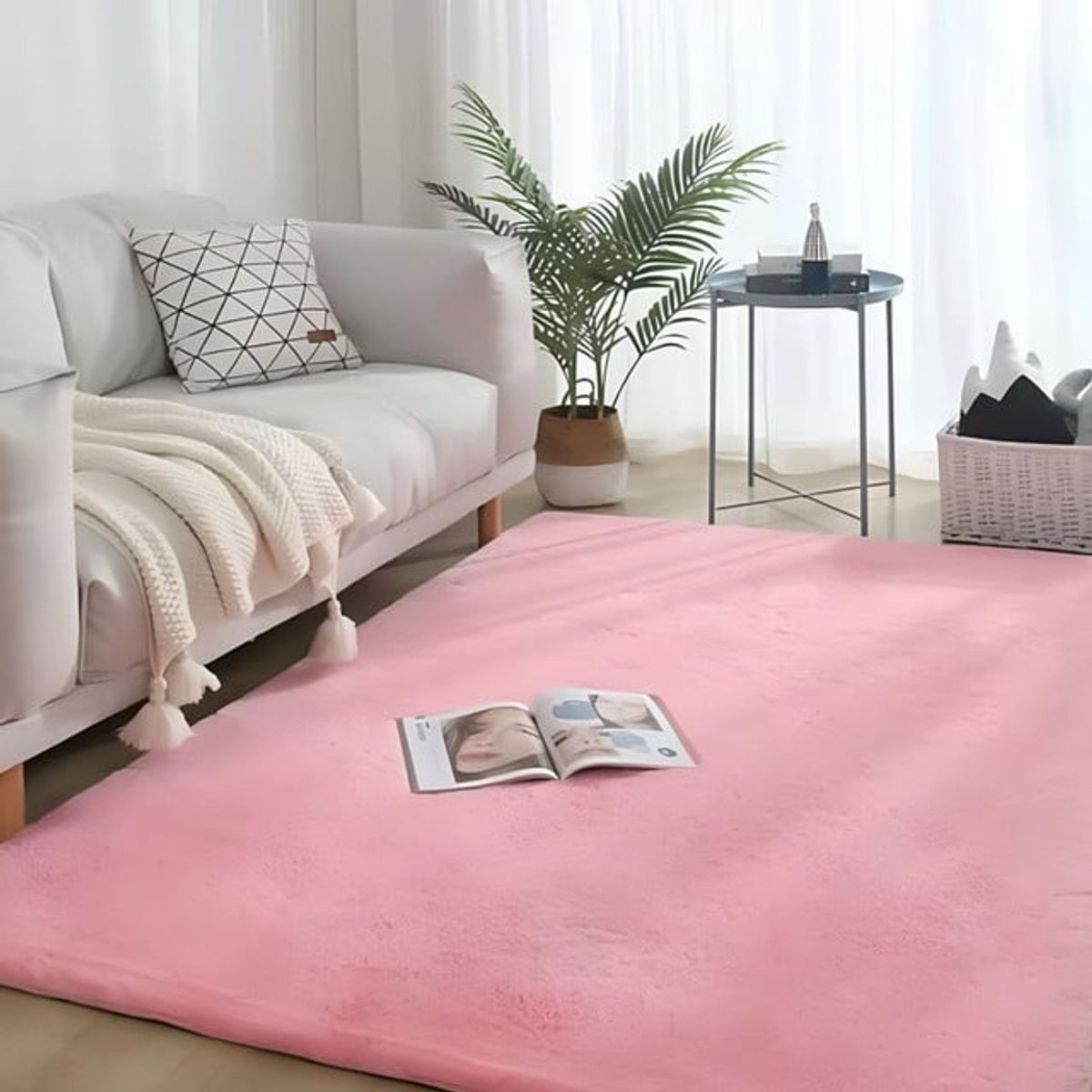 GENERICO - Alfombra peluda Suave 180 x 200 cm Primera Calidad Rosa