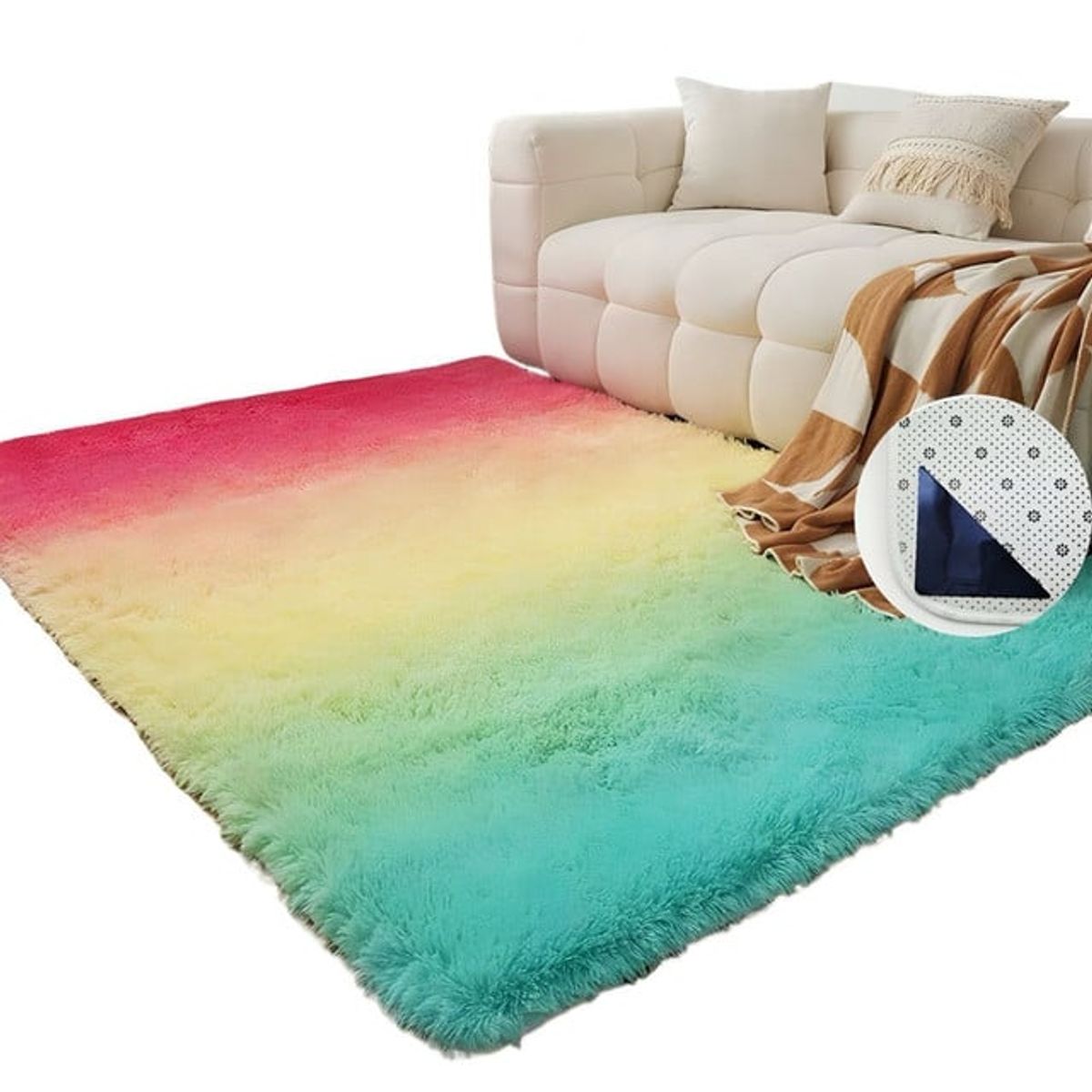 GENERICO - Alfombra peluda Suave 240 x 200 cm Primera Calidad Multicolor