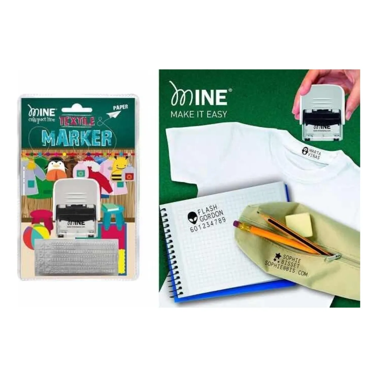 MINE - Marcador Sello De Ropa Y Libros Mine Dibujos Y Letras