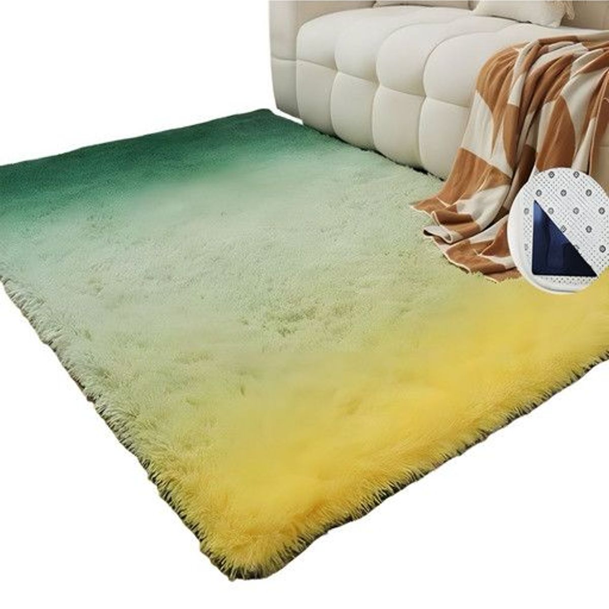 GENERICO - Alfombra Living Dormitorio Suave 180 x 200 cm Verde Jaspeado