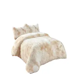 GENERICO - PLUMON CHIPORRO PELUDO 2 PLAZAS BEIGE JASPEADO