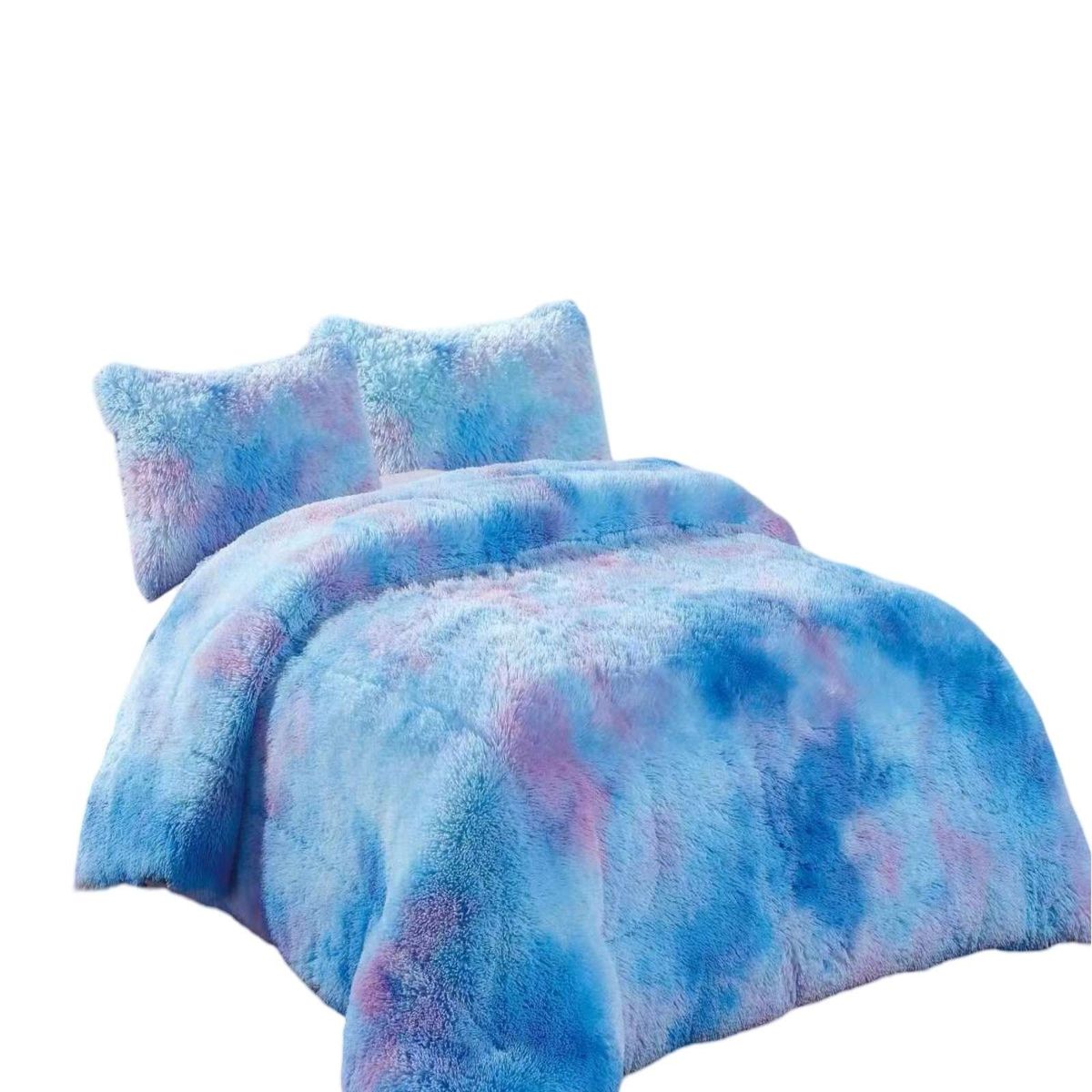 GENERICO - PLUMON CHIPORRO PELUDO 2 PLAZAS AZUL JASPEADO