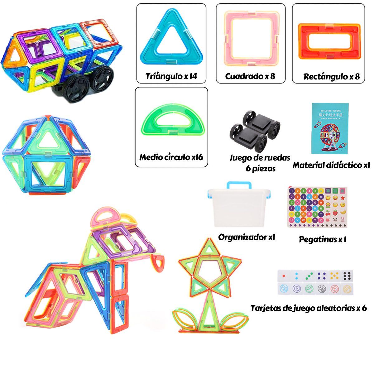 GENERICO - Set De Construcción Magnético De 46 Piezas Imanes Para Niños