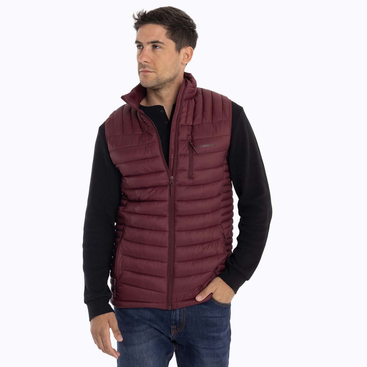 MERRELL - Parka Sin Mangas Hombre Full Zipper Burdeo MERRELL