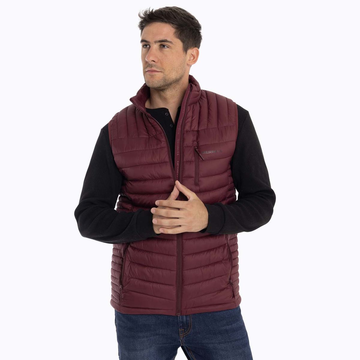 MERRELL - Parka Sin Mangas Hombre Full Zipper Burdeo MERRELL