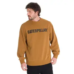 CAT - Polerón Logo Crewneck Unisex Café