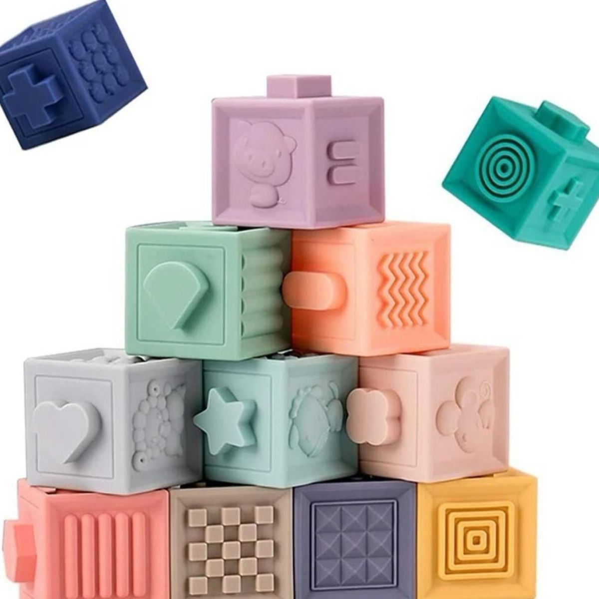 GENERICO - Cubo O Bloques Sensoriales Para Bebé 12 Unidades