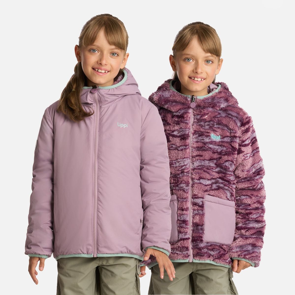 LIPPI - Chaqueta Niña Two-Faces Hoody Jacket Print Malva Lippi