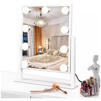 Espejo Tocador Maquillaje Hollywood Mirror 9 Led Usb 3 Modos Blanco