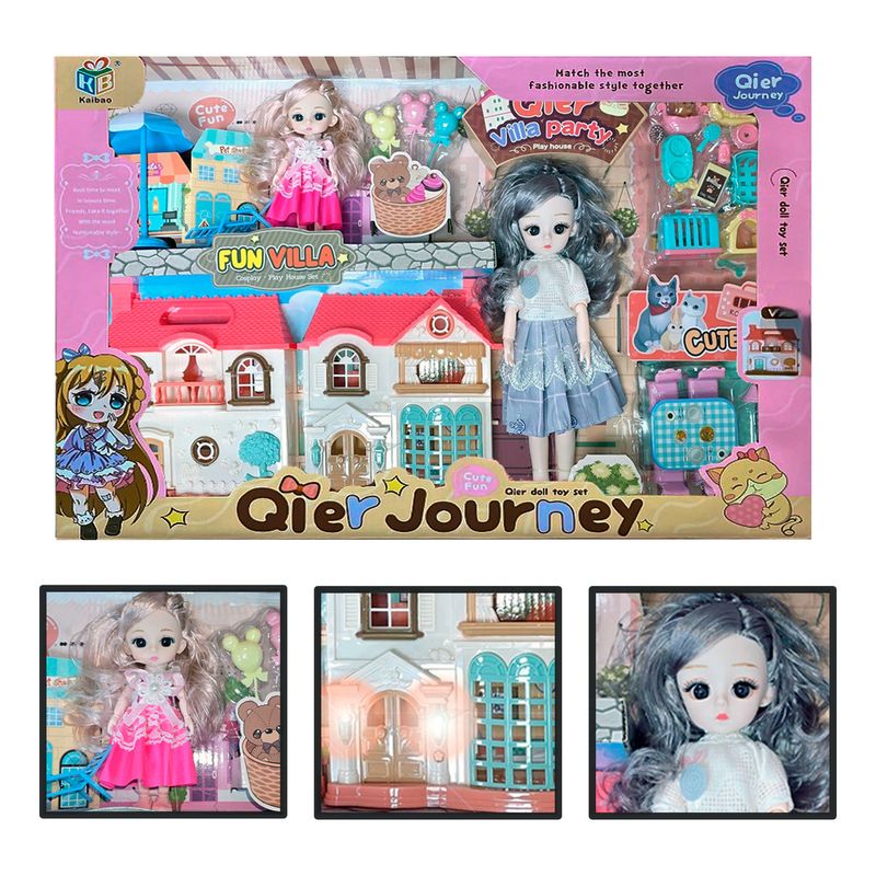 IPLAY - Muñecas Con Casa Y Full Accesorios 2 Muñecas Qier Journey