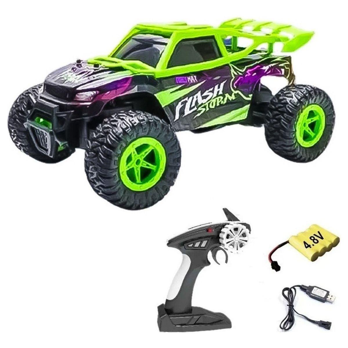 GENERICO - Auto A Control Remoto 4x4 Recargable 20kmh VERDE