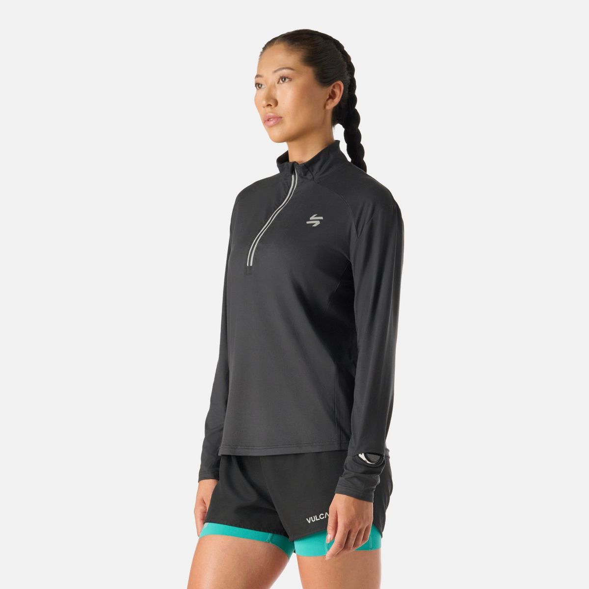 VULCANO - Polerón Mujer Tempo 1/4 Zip Midlayer Negro Vulcano