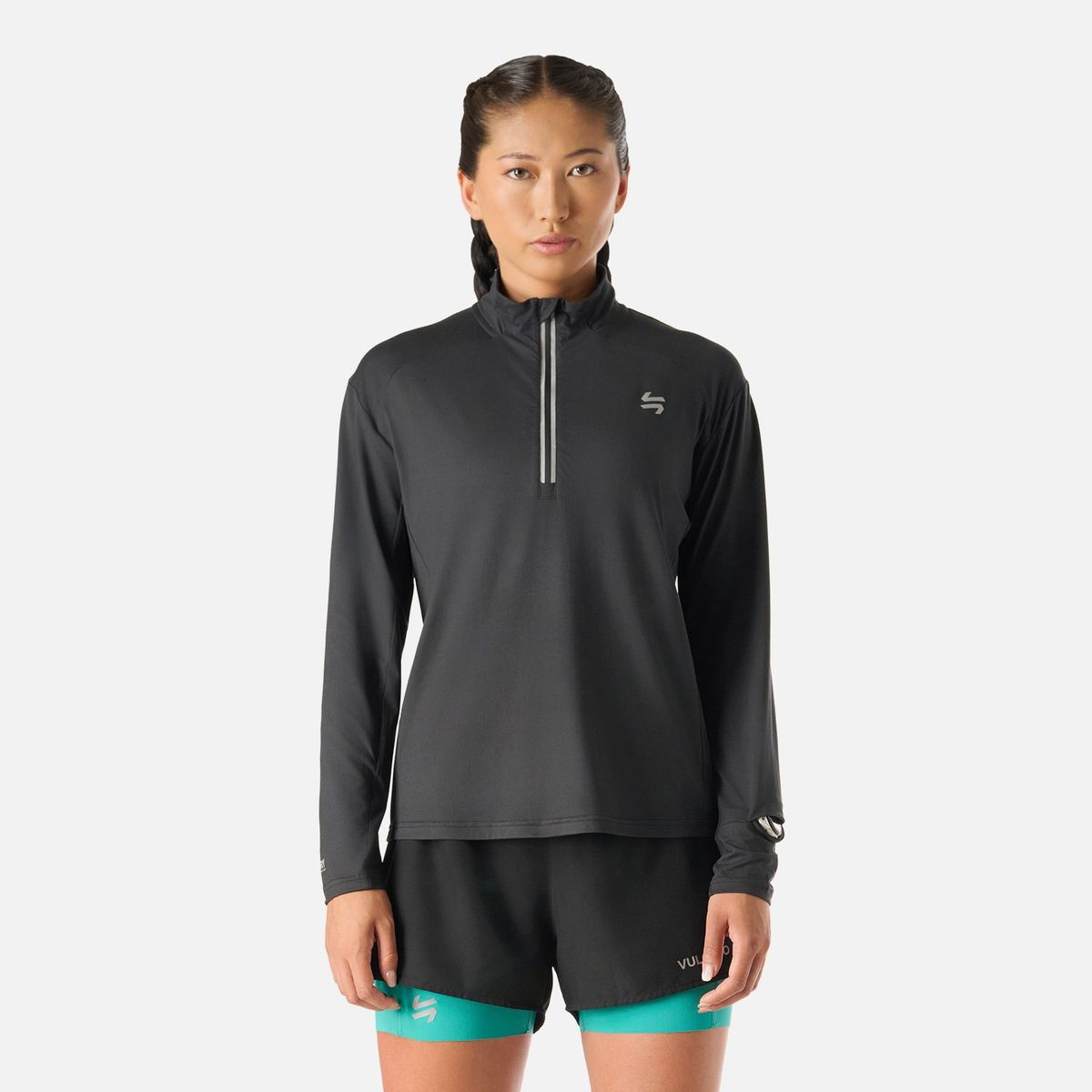VULCANO - Polerón Mujer Tempo 1/4 Zip Midlayer Negro Vulcano