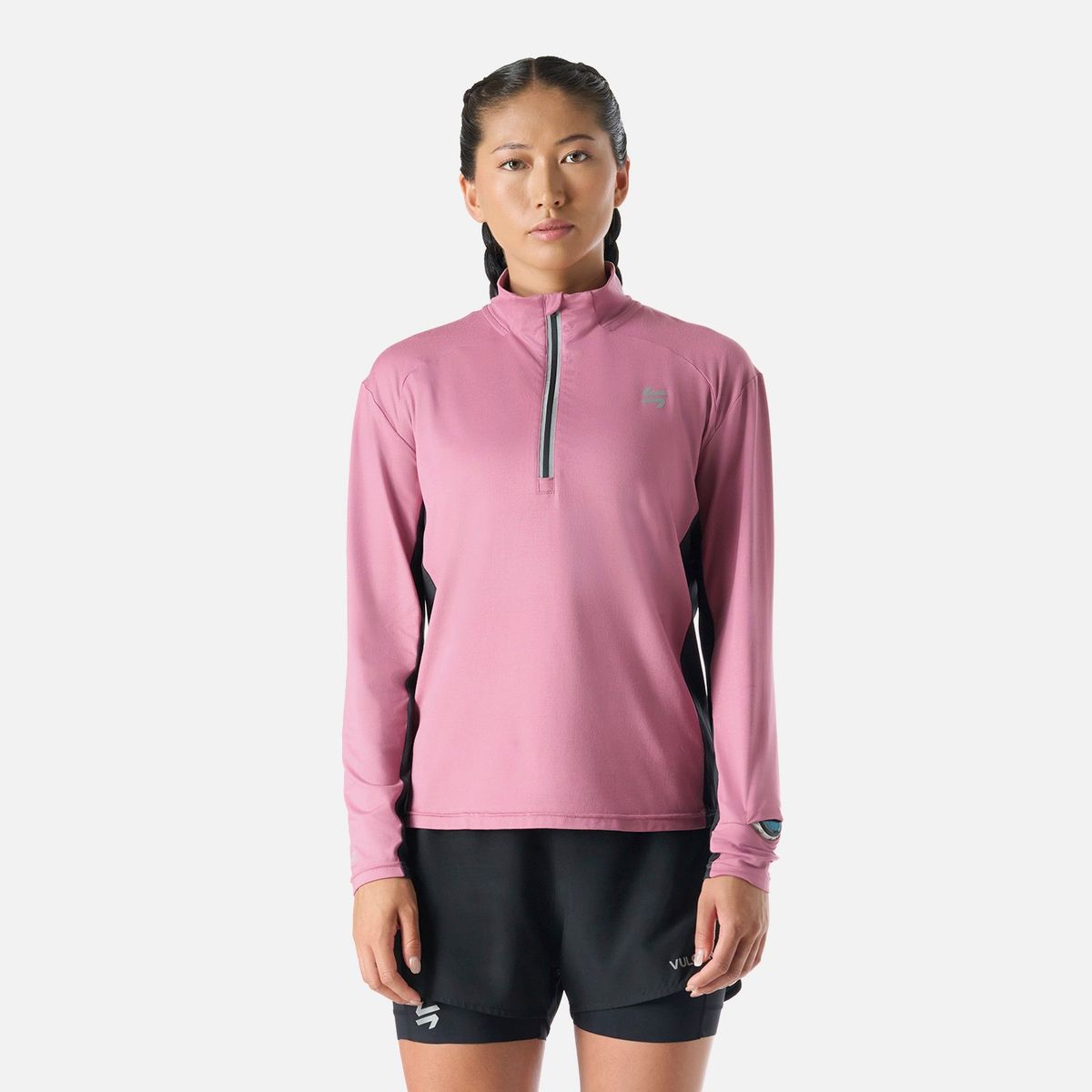 VULCANO - Polerón Mujer Tempo 1/4 Zip Midlayer Rosado Vulcano