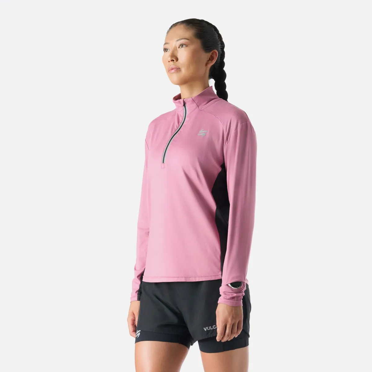 VULCANO - Polerón Mujer Tempo 1/4 Zip Midlayer Rosado Vulcano
