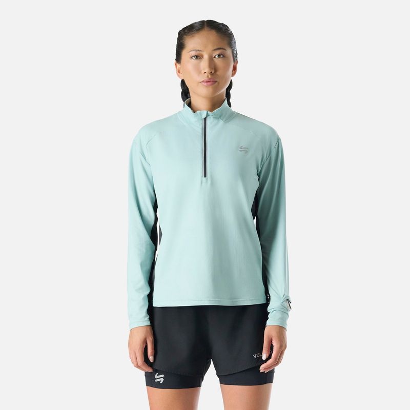 VULCANO - Polerón Mujer Tempo 1/4 Zip Midlayer Jade Vulcano