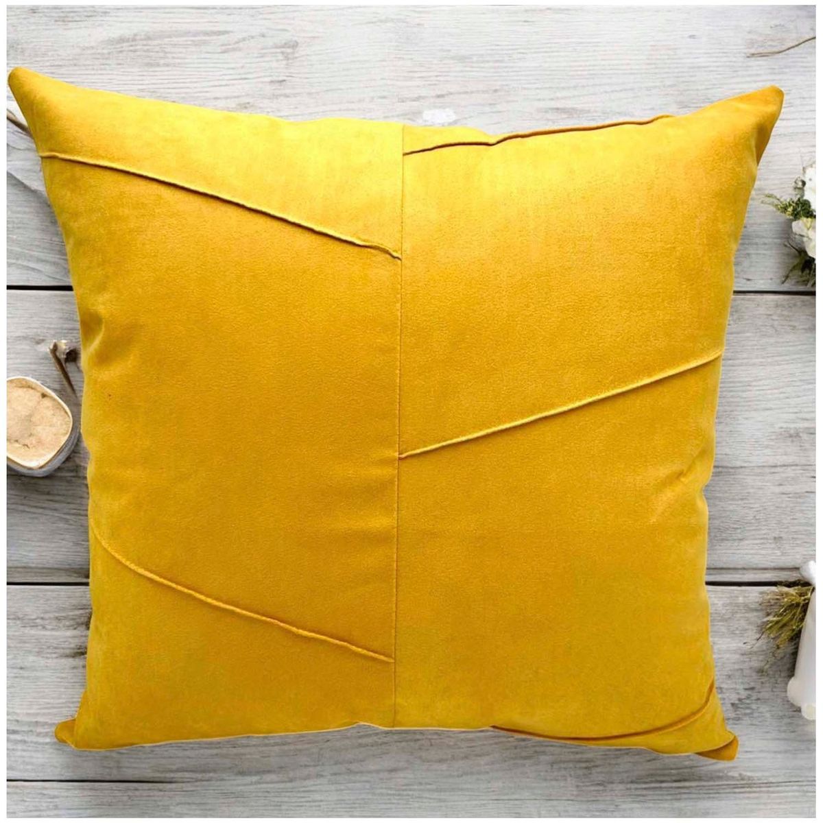 GENERICO - Pack de 02 Fundas De Cojín de Semicuero Sintético 50x50 cm Amarillo.