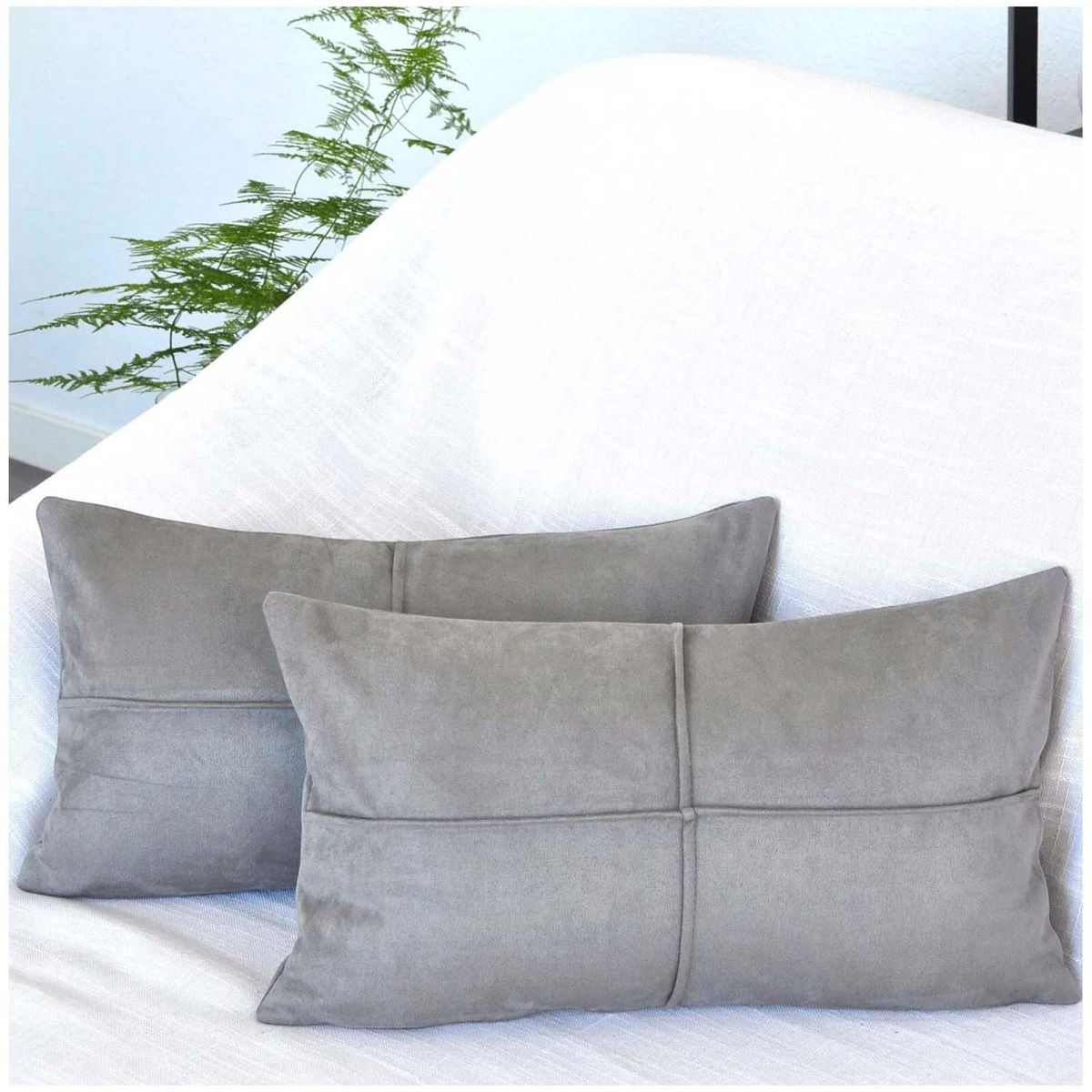 GENERICO - Pack de 02 Fundas De Cojín de Semicuero Sintético 30x50 cm Gris.