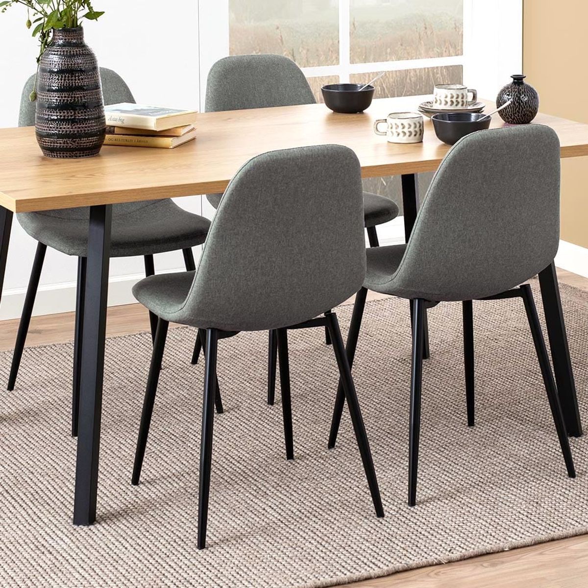 MIRKELA - Silla De Comedor Legga Gris Set De 2 Unidades