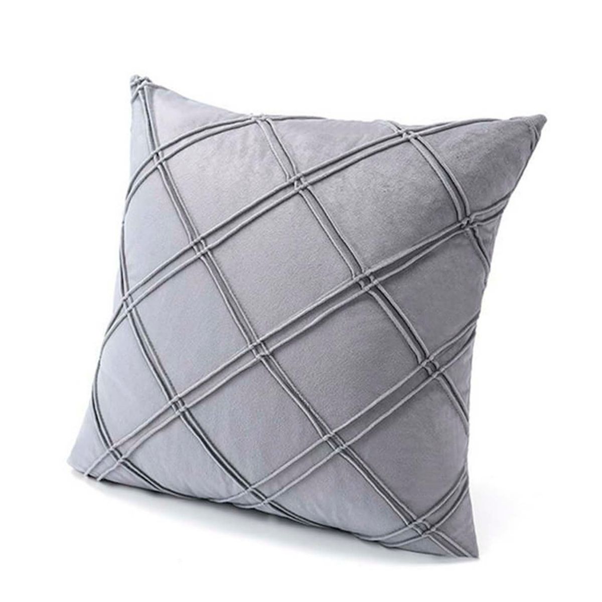 GENERICO - Pack de 02 Fundas De Cojín de Terciopelo con Raya Gris