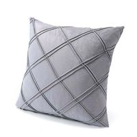 Pack de 02 Fundas De Cojín de Terciopelo con Raya Gris