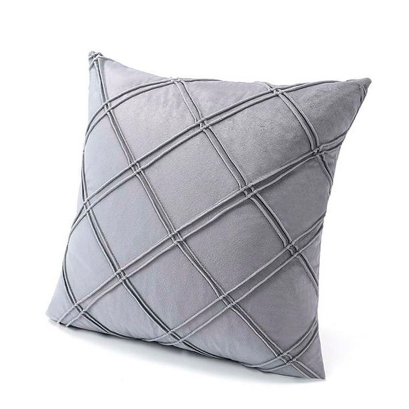 GENERICO - Pack de 02 Fundas De Cojín de Terciopelo con Raya Gris