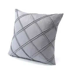 GENERICO - Pack de 02 Fundas De Cojín de Terciopelo con Raya Gris