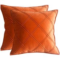 Pack de 02 Fundas De Cojín de Terciopelo con Raya Naranja
