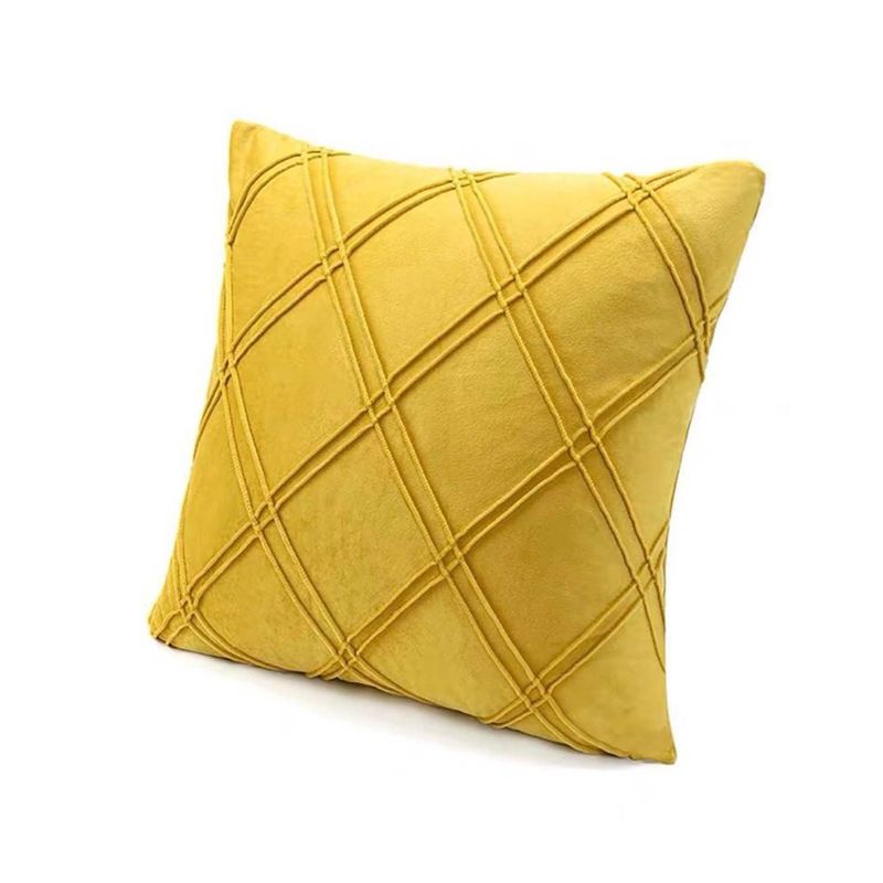 GENERICO - Pack de 02 Fundas De Cojín de Terciopelo con Raya Amarillo