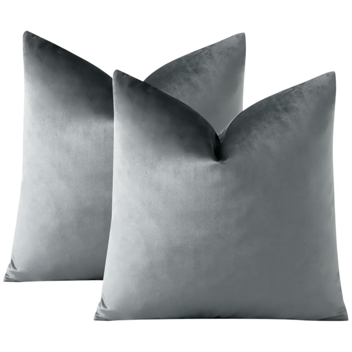 GENERICO - Pack de 02 Fundas De Cojín de Terciopelo con Liso Gris