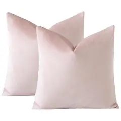 GENERICO - Pack de 02 Fundas De Cojín de Terciopelo con Liso Rosa