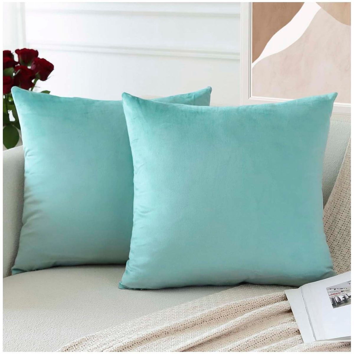 GENERICO - Pack de 02 Fundas De Cojín de Terciopelo con Liso Coral.