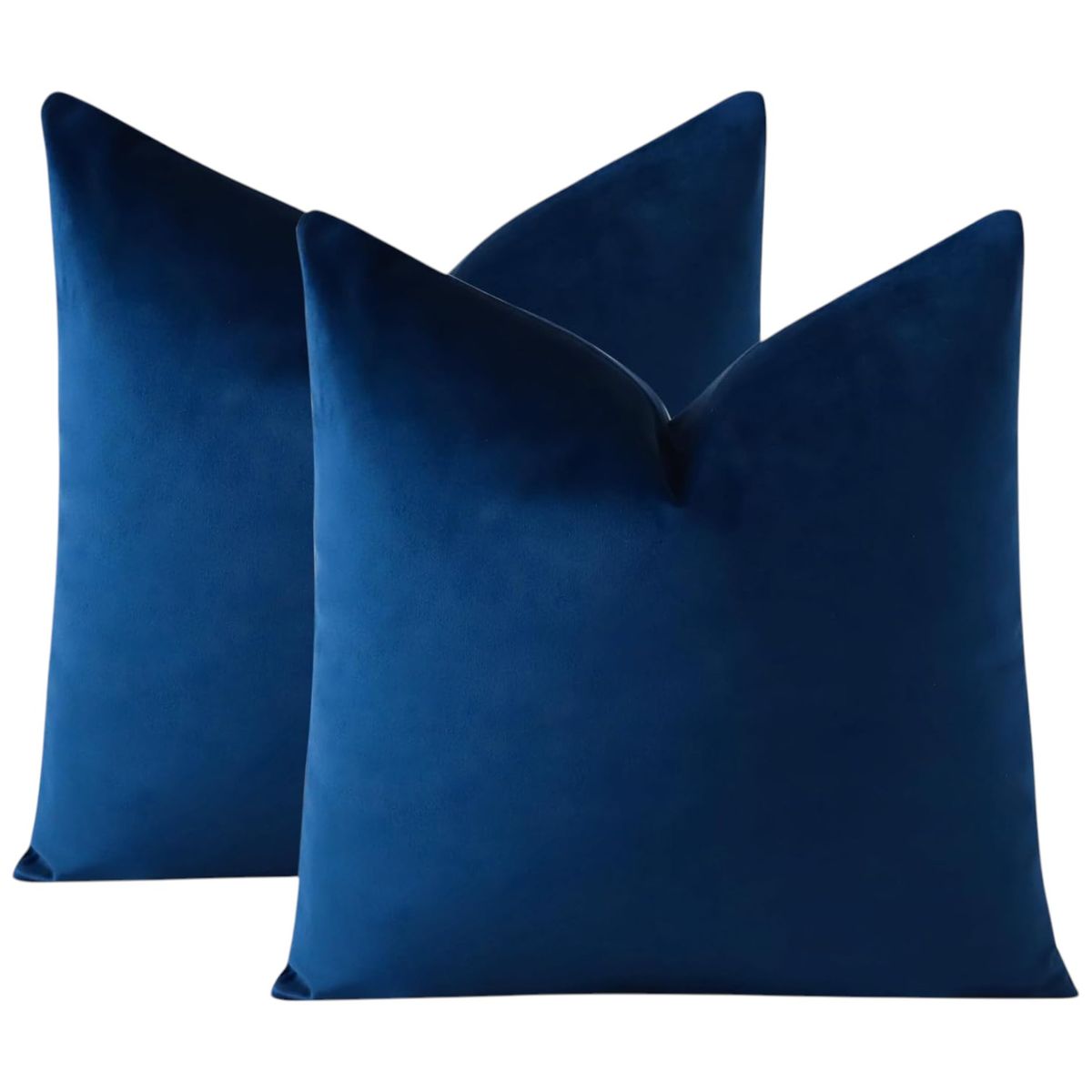GENERICO - Pack de 02 Fundas De Cojín de Terciopelo con Liso AMarino.
