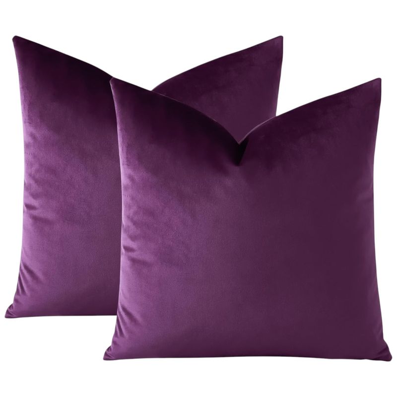 GENERICO - Pack de 02 Fundas De Cojín de Terciopelo con Liso Morado