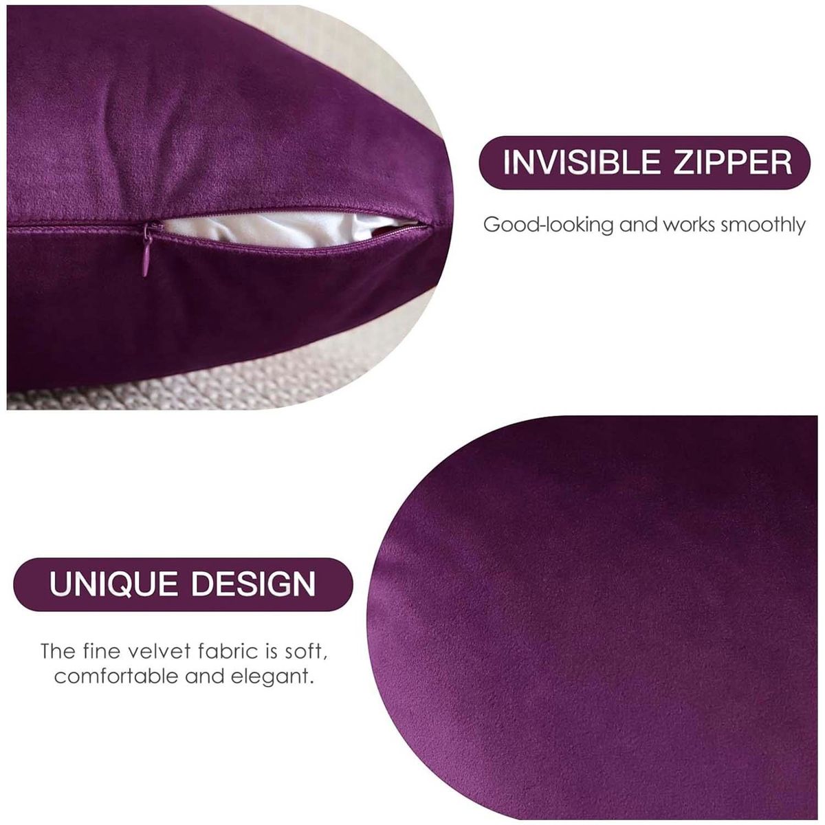 GENERICO - Pack de 02 Fundas De Cojín de Terciopelo con Liso Morado