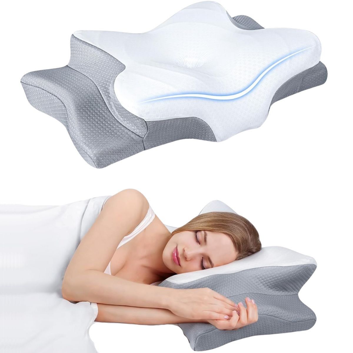GENERICO - Almohada Ortopédica Cojín Cuello Memory Foam Cervical