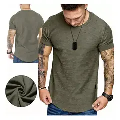 EDWINAYY - Polera Manga Corta Hombre Para Estampar Cuello Redondo