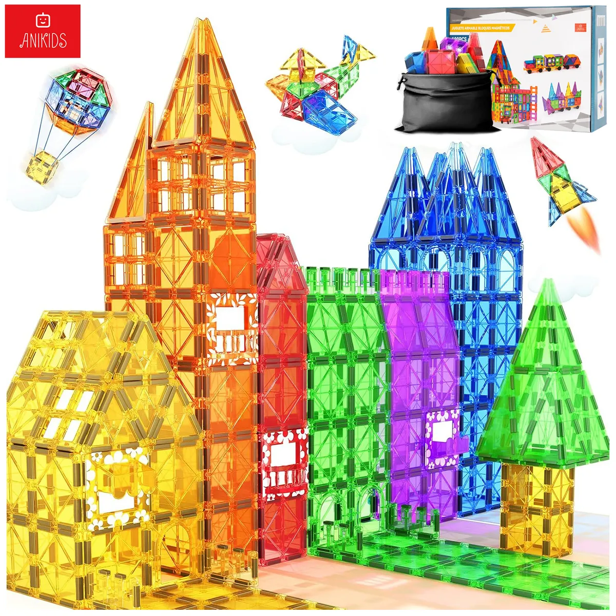 ANIKIDS - Bloques Magneticos Construccion Juguete Armable Niños 100pcs