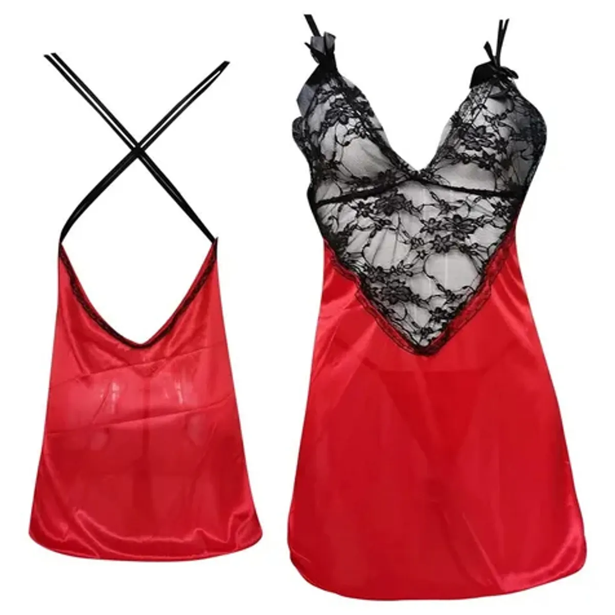 EDWINAYY - Lenceria Babydolls Sexy Encaje Camisola Halter De Puntila