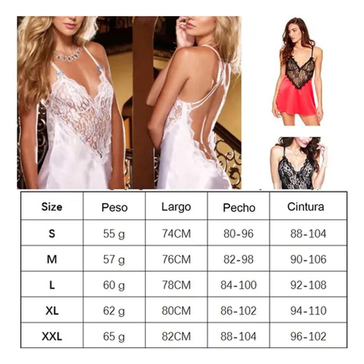 EDWINAYY - Lenceria Babydolls Sexy Encaje Camisola Halter De Puntila