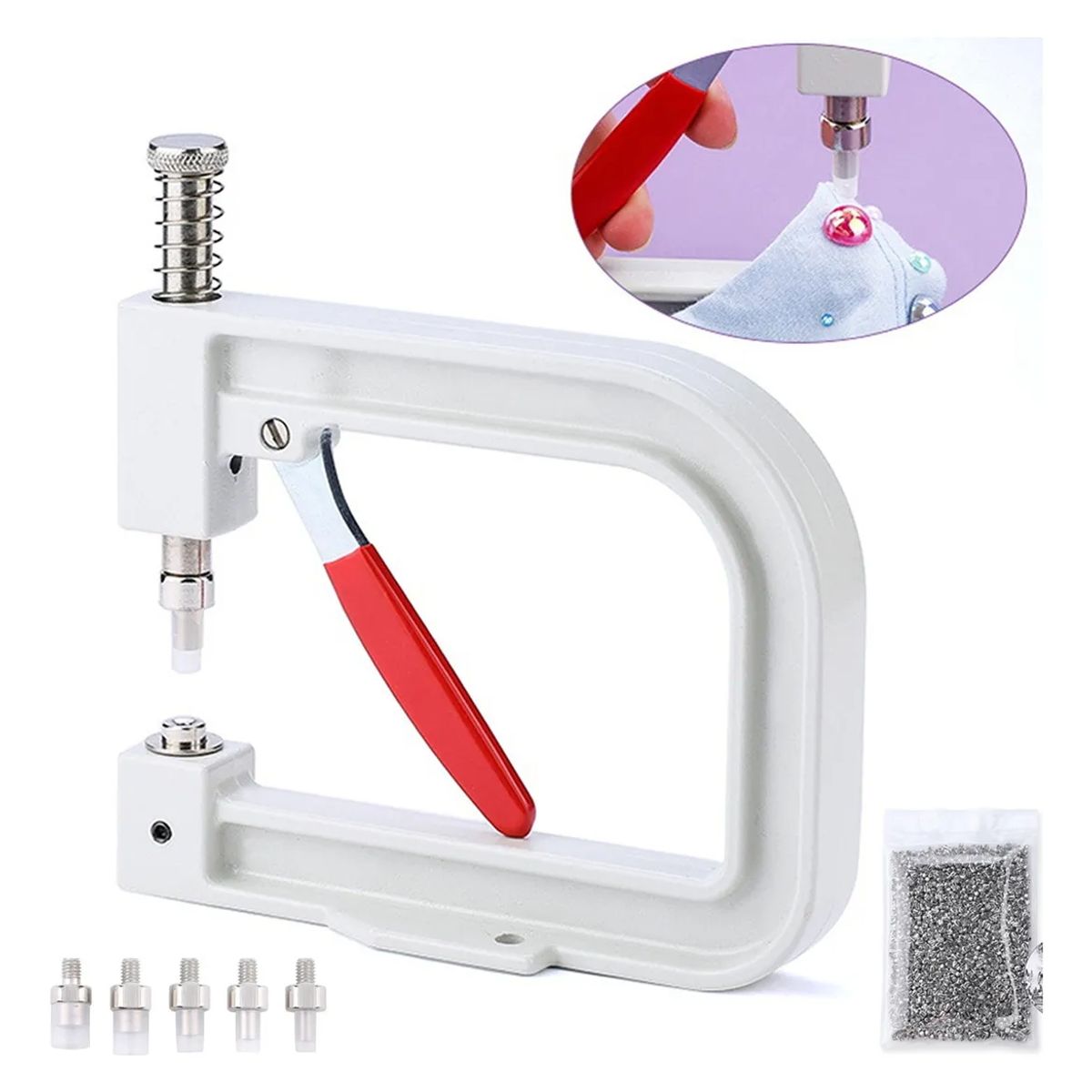 EDWINAYY - Remachadora De Perlas Abs+1000 Remaches Mano Tachuelas Ropa