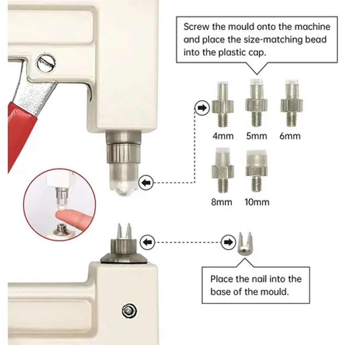 EDWINAYY - Remachadora De Perlas Abs+1000 Remaches Mano Tachuelas Ropa