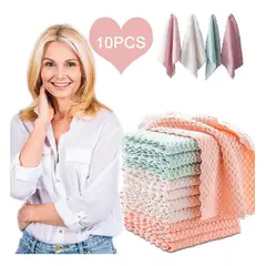 EDWINAYY - Set 10 Pa?os Cocina Con Fleco Toalla 25x25cm Secado Rápido