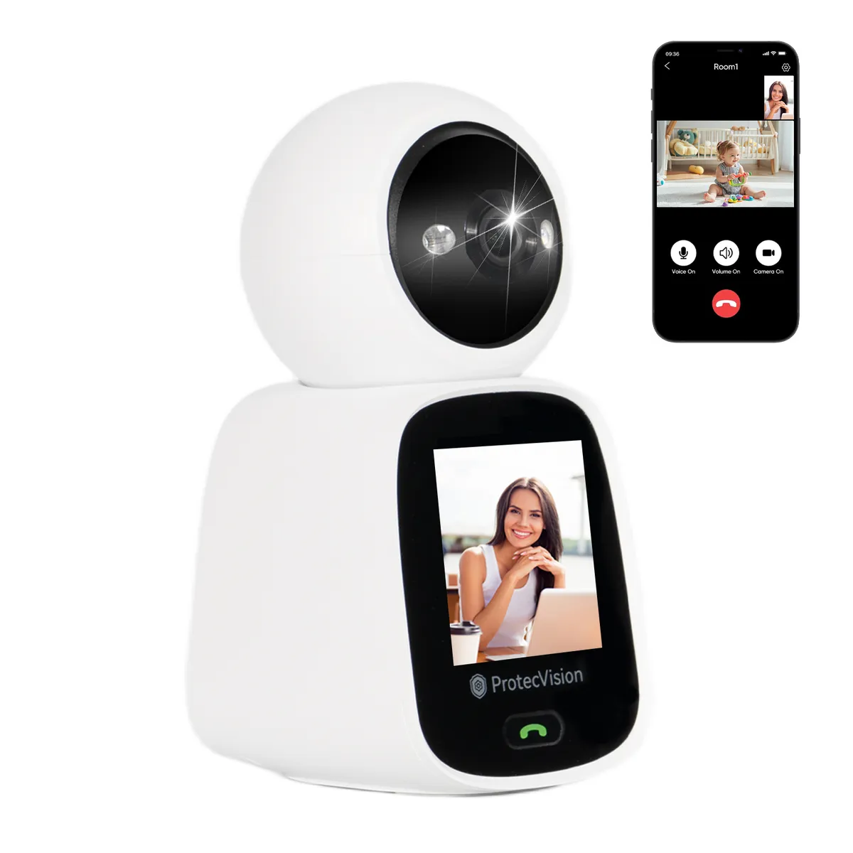 VIDITA - Video Monitor Camara Seguridad Wifi Interior 5MP Videollamadas 360°