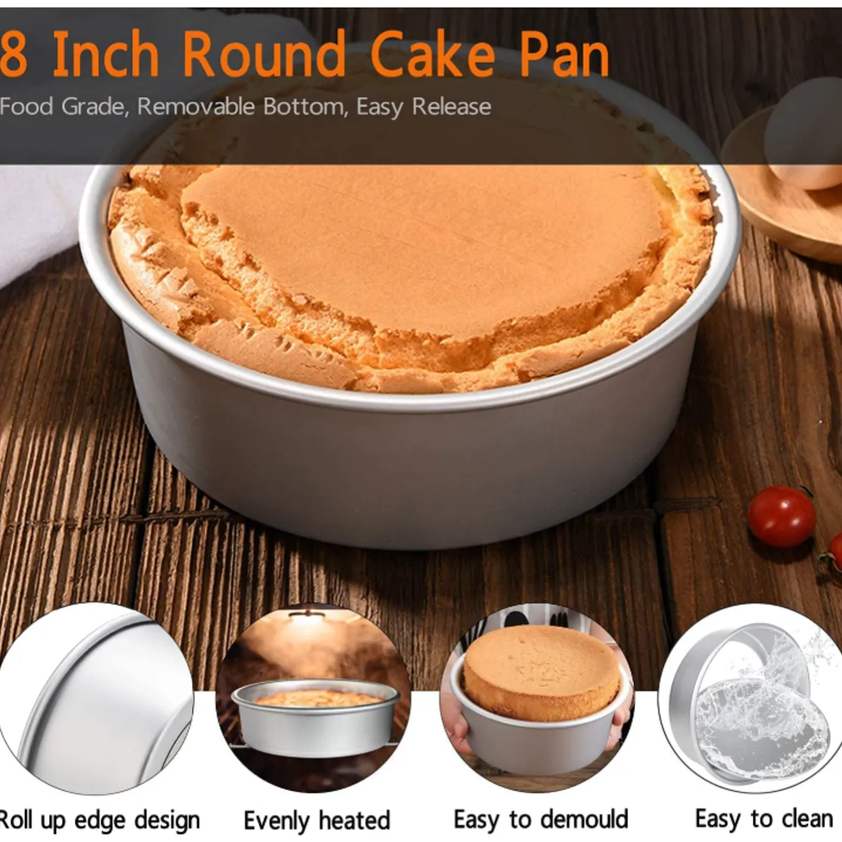 KUANGYE - 2 Moldes De Aluminio Para Tortas Molde Desmontable 8 inch