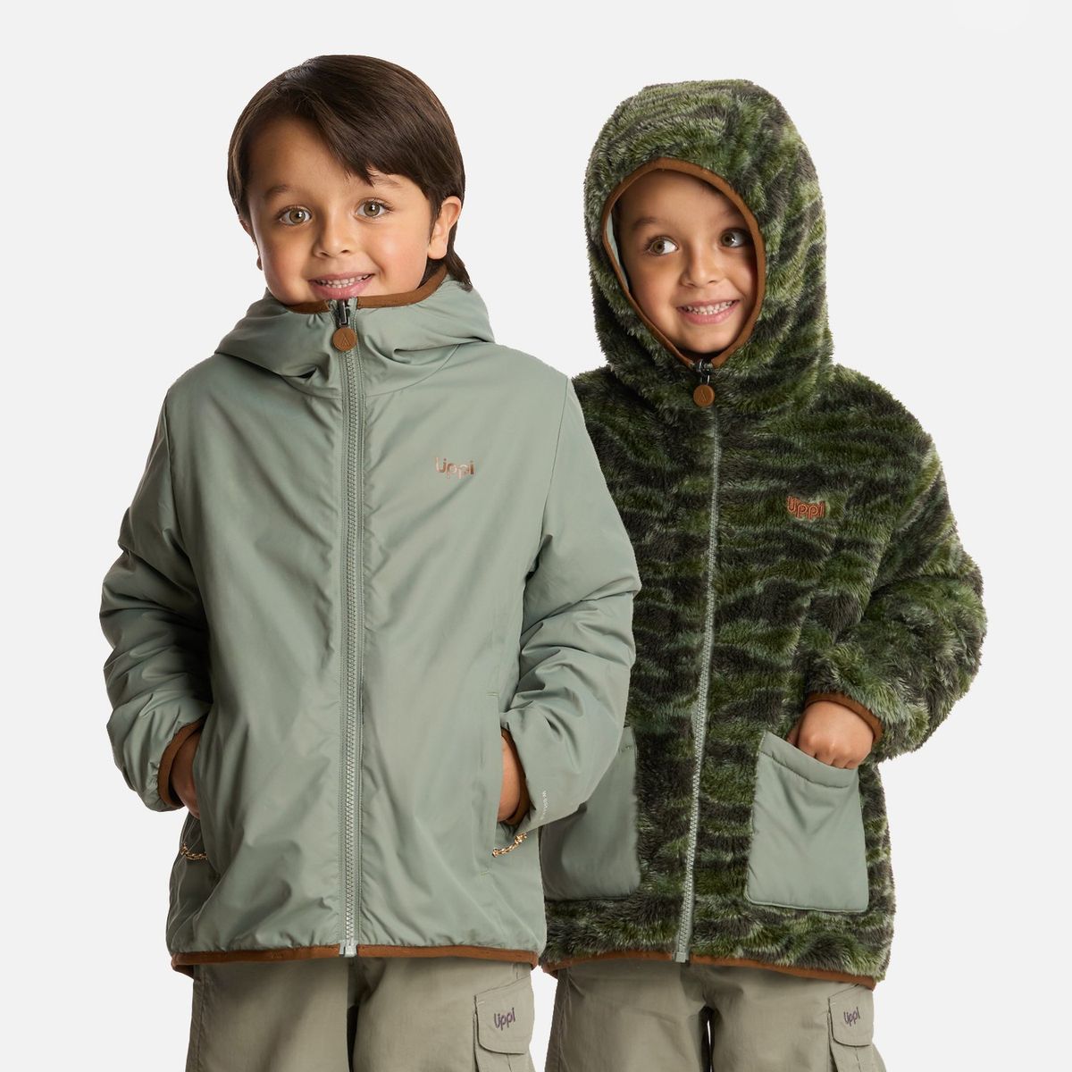 LIPPI - Chaqueta Niño Two-Faces Hoody Jacket Print Jade Oscuro Lippi