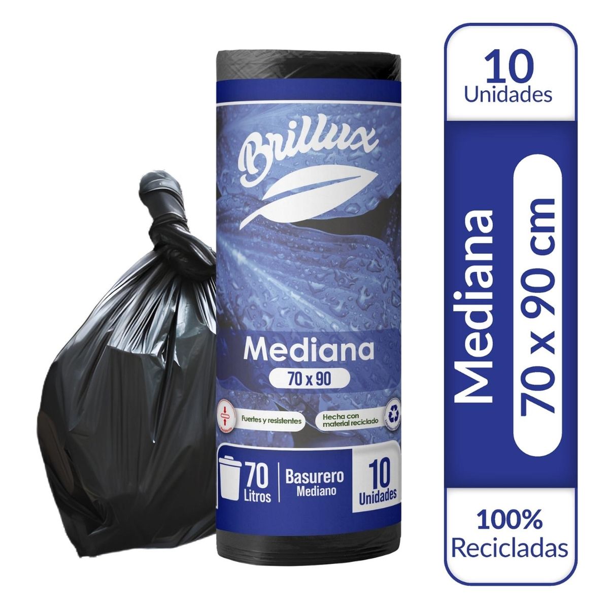 GENERICO - Bolsa de Basura Mediana 70x90 10 Unidades Gruesas Vitrauss - Negro