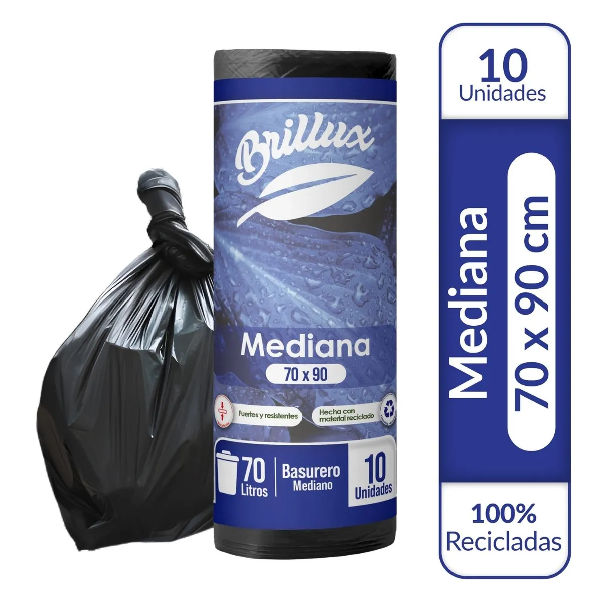 GENERICO - Bolsa de Basura Mediana 70x90 10 Unidades Gruesas Vitrauss - Negro