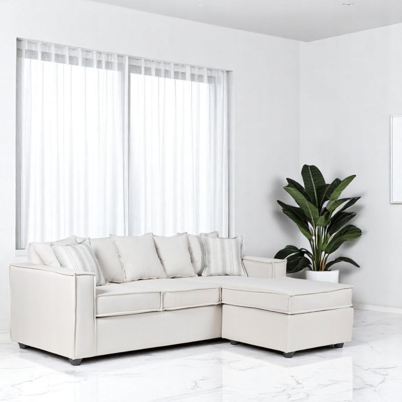 SITIAL HOME - SECCIONAL LEHMANN BLANCO CRUDO CON RESORTES